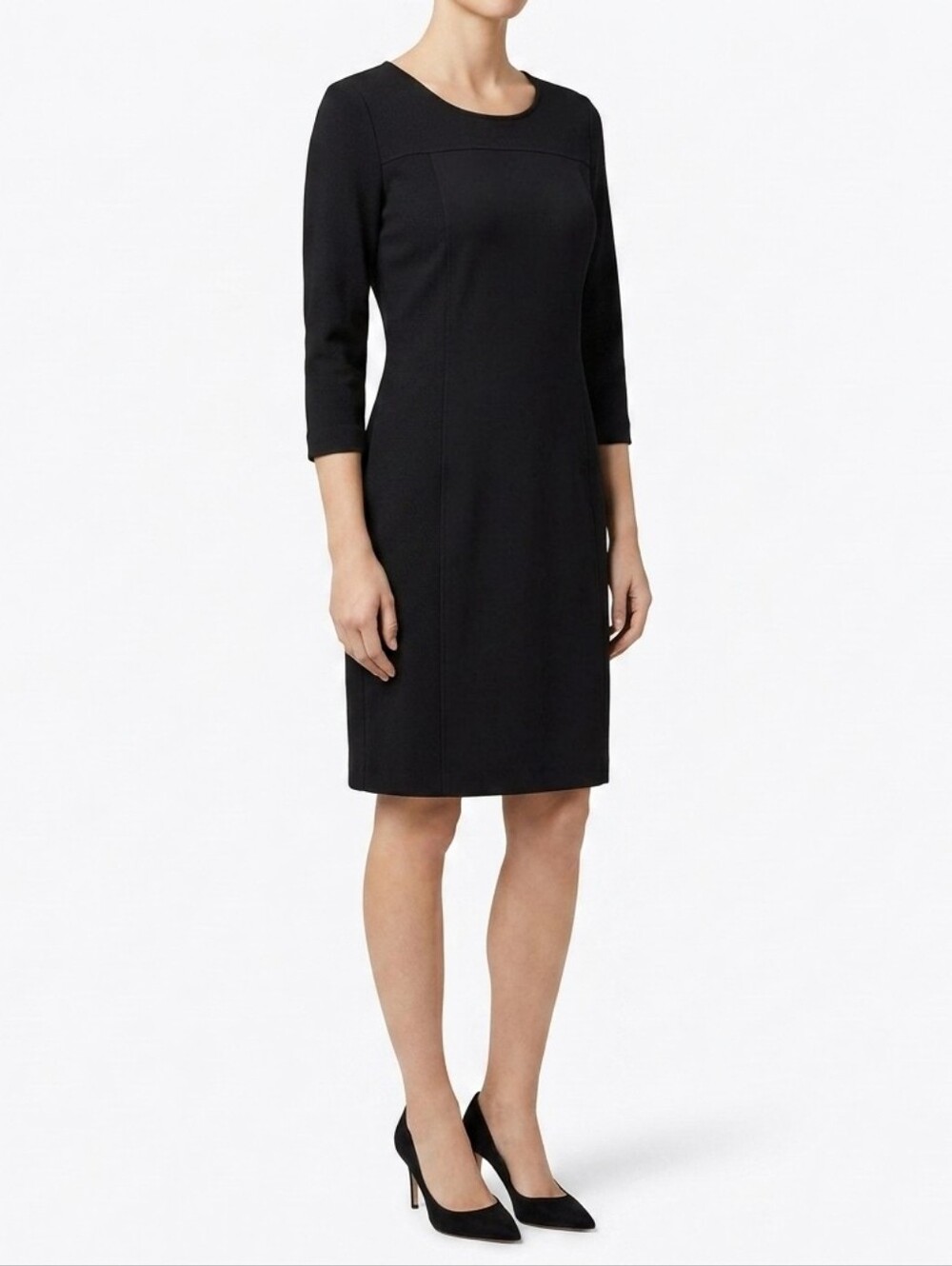 J.JILL Black Ponte Knit Shift Tunic Dress Minimalist Quiet Luxury Classic Large